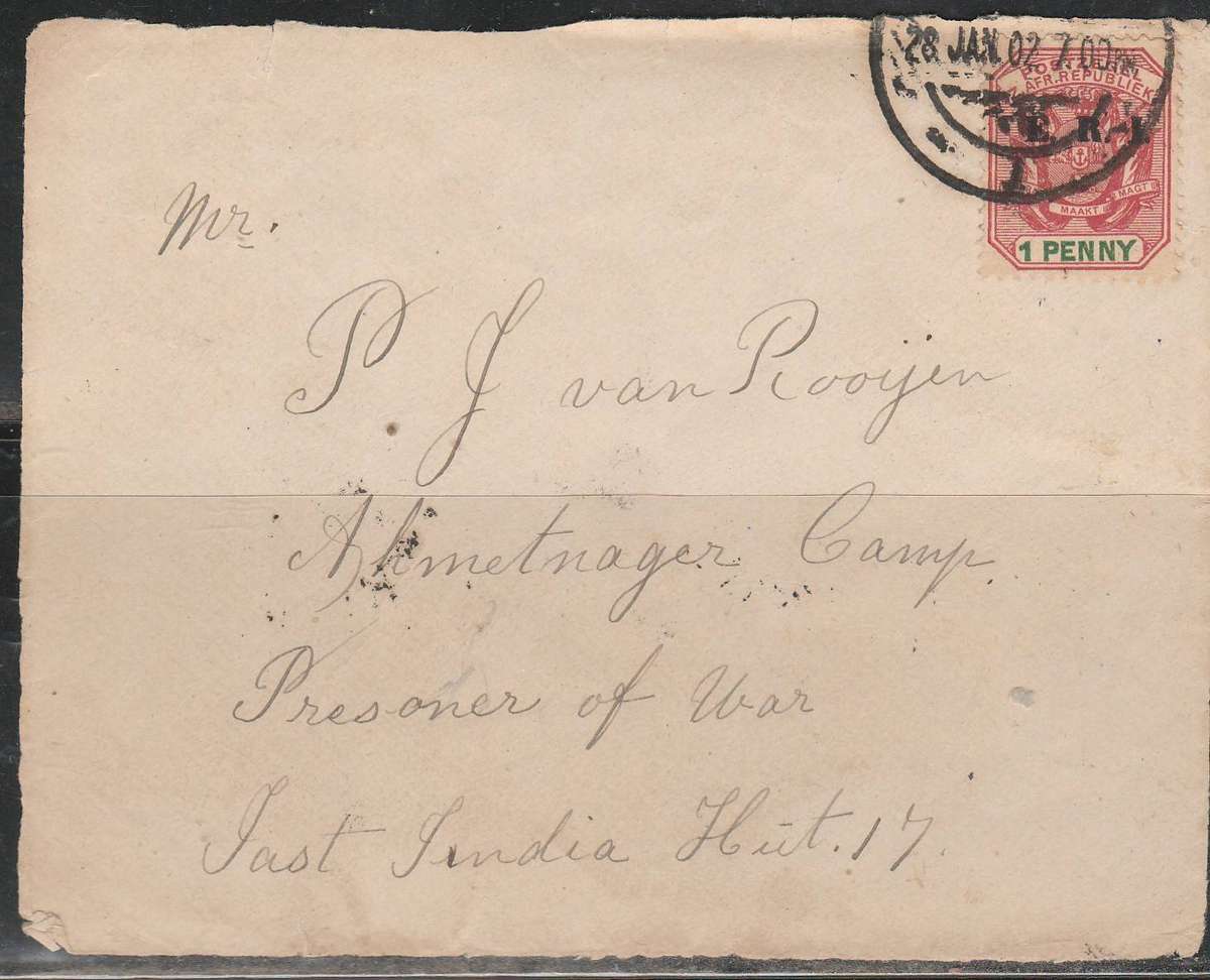 BOER WAR PRISONER FRONT TO INDIA LOOK SCAN