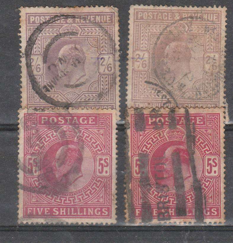 GREAT BRITIAN KING EDWARD VII HIGH VALUE COLOURS F.U. LOOK SCAN