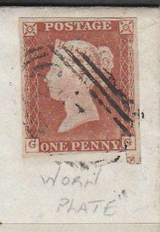A COVER FROM GB FOLDED FULL LETTER WITH 1d FRANKED WORN PLATE LOOK SCAN X 3