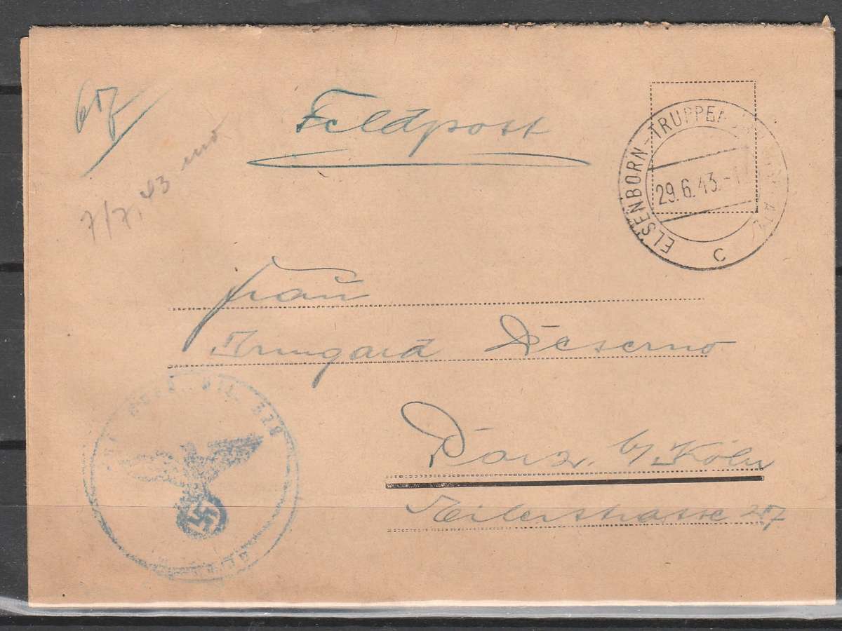 GERMAN 1943 ISSUE  FELDPOST FULL LETTER LOOK SCAN