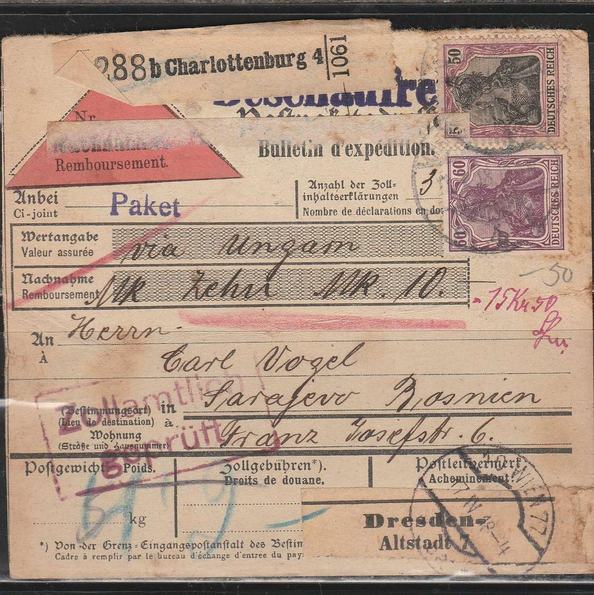 A LOVELY GERMAN MILILTARY POST LABEL  1918 LOOK SCAN X 2