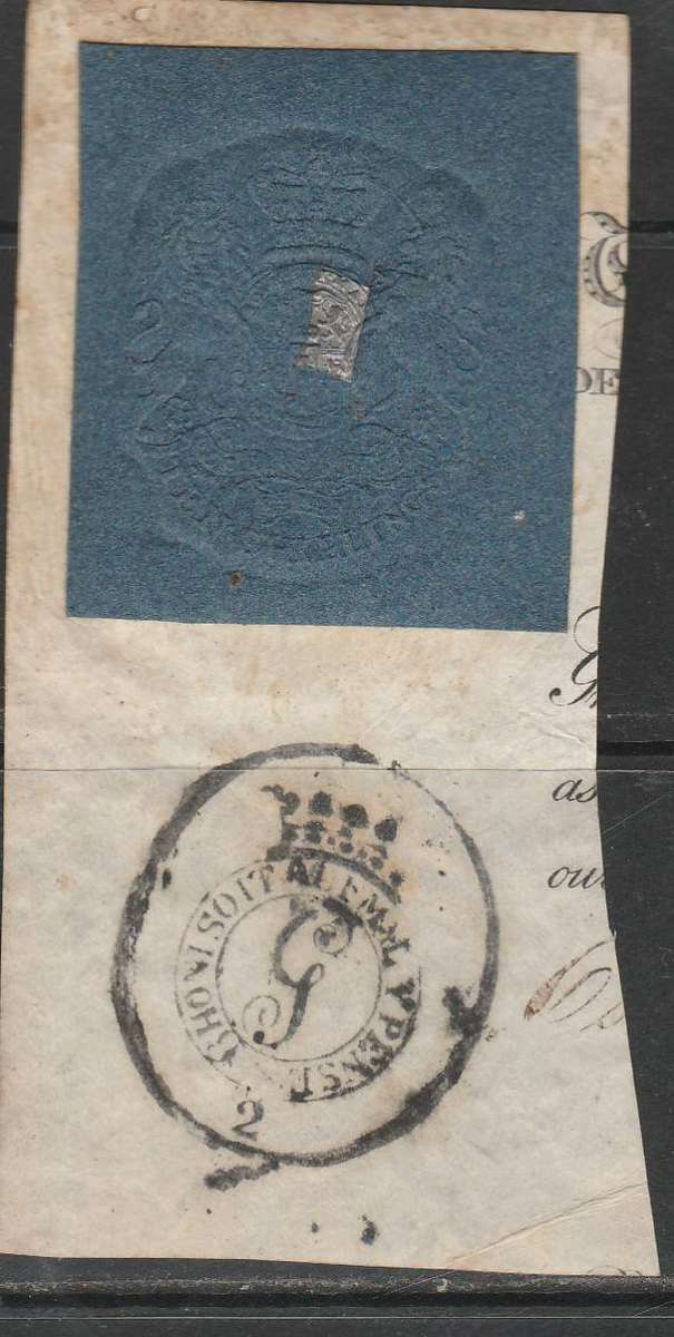 GREAT BRITAIN 10s BLUE WITH SILVER OVER ON LARGE PEICE LOOK SCAN X 2