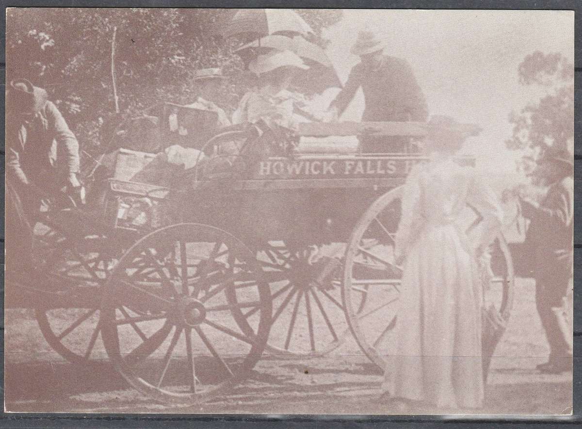 PHOTO POST CARD HOWICK FALLS HOTEL BRINGING PASSENGERS FROM HOWICK RAIL (MERRIVALE) TO HOTEL 1911