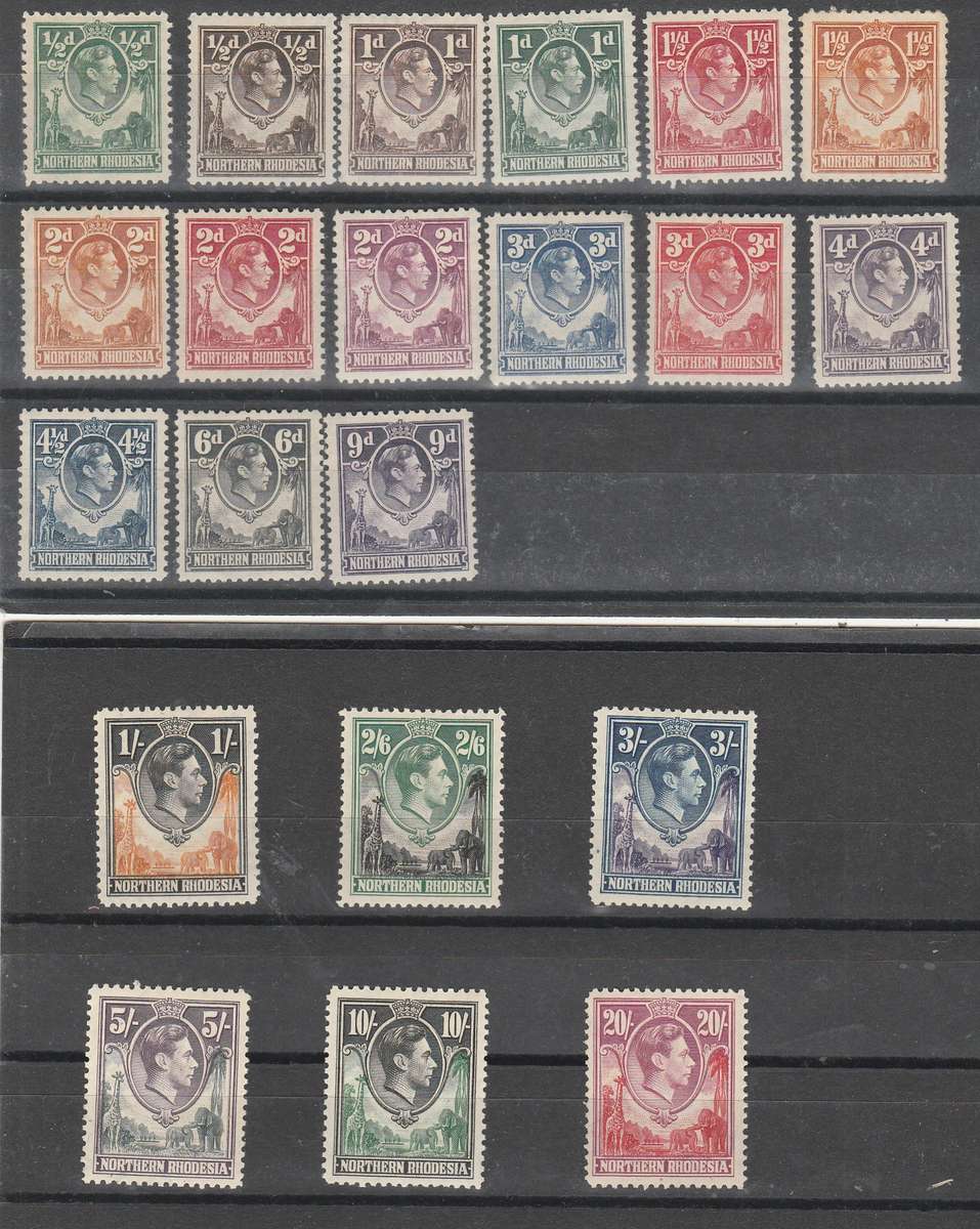 NORTHERN RHODESIA 1938 ISSUE FULL SET PLUS COLOURS MINT C/VR5,900.00 LOOK SCAN
