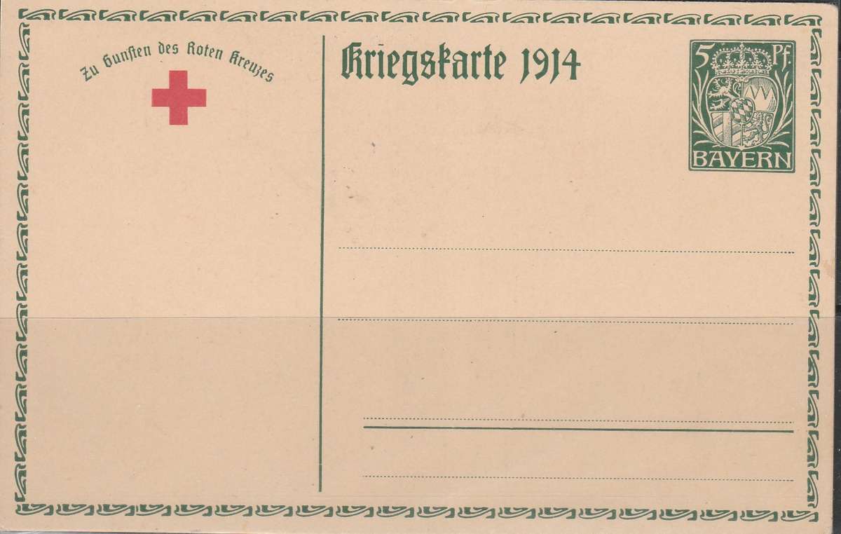 A POST CAED IN AID OF RED CROSS MINT KING LUDWIG OF BAVARIA MINT LOOK SCAN X 2