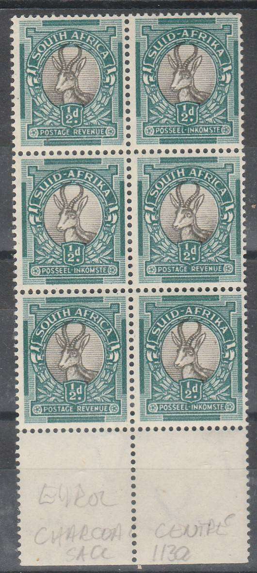 SOUTH AFRICA SACC#113 CHARCOAL CENTRES MINT** LOOK SCAN