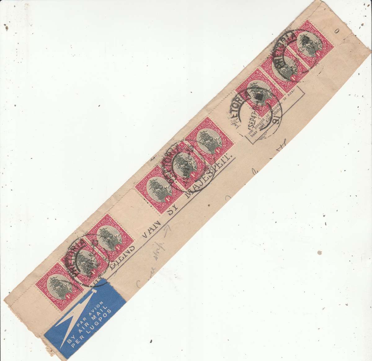 SOUTH AFRICA 1947 BOOKLET STRIP ON PIECE DIFFICULT TO FIND F.U. LOOK SCAN