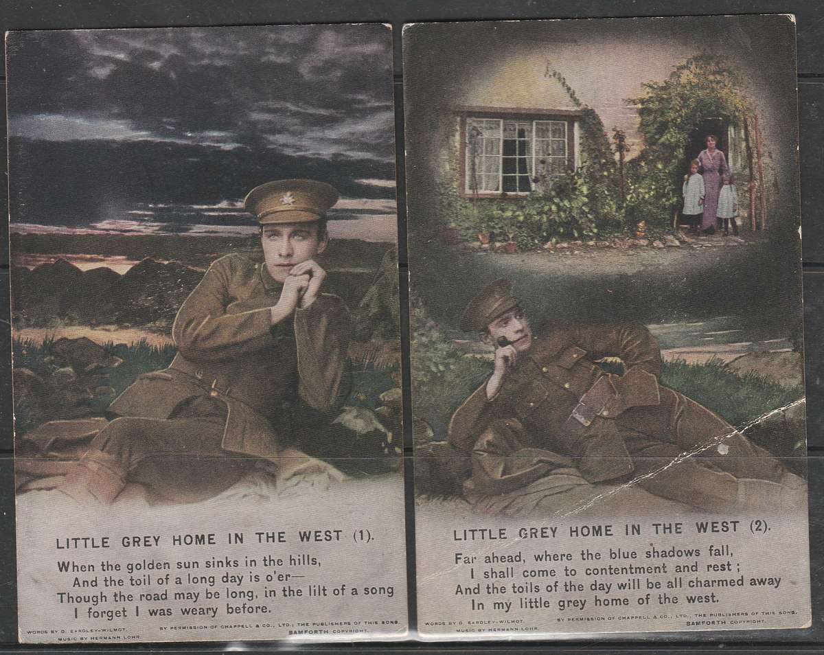 SONG CARDS WWI FULL SET OF 4 POST CARDS LOOK SCAN X 2