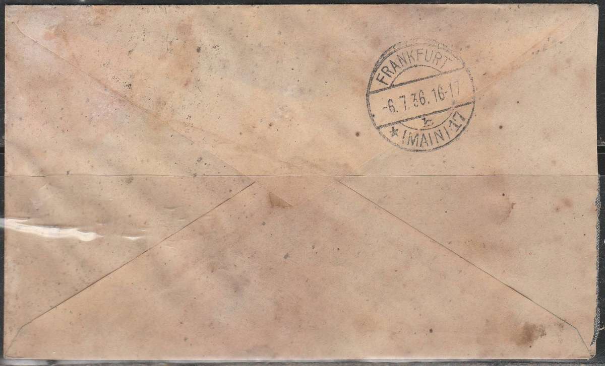 ZEPPELIN CONDOR FLIGHT 1936 CHILLE TO FRANKFURT/MAIN WITH CACHETS APPLIED LOOK SCAN X 2