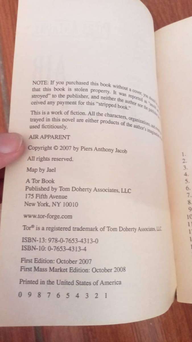 Air Apparent by Piers Anthony (Xanth Series - First Mass Market Paperback Edition 2008)