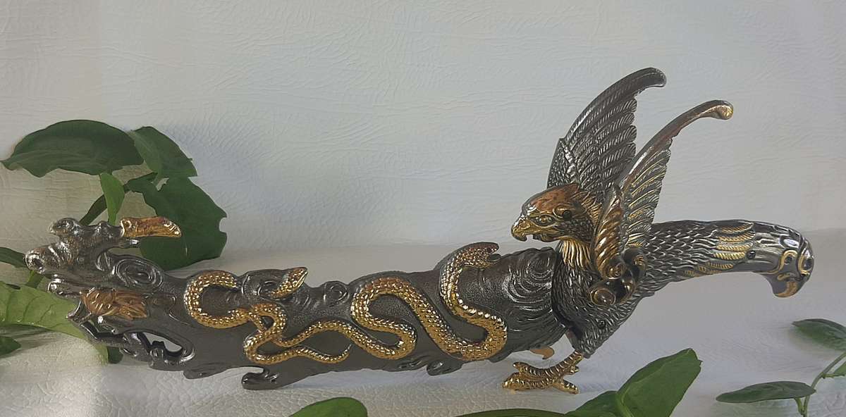 RARE DECORATIVE STAINLESS-STEEL BLADE DAGGER WITH INTRICATE SHEATH DESIGN