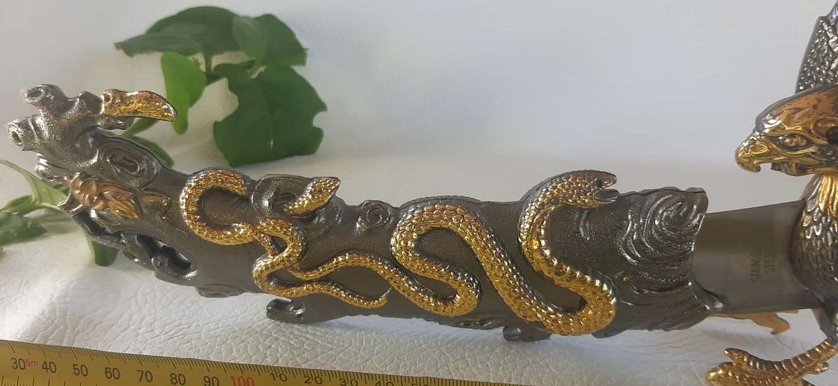 RARE DECORATIVE STAINLESS-STEEL BLADE DAGGER WITH INTRICATE SHEATH DESIGN