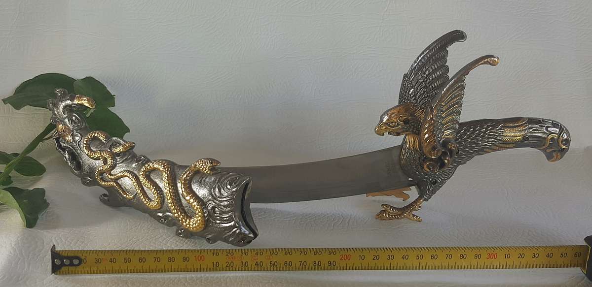 RARE DECORATIVE STAINLESS-STEEL BLADE DAGGER WITH INTRICATE SHEATH DESIGN