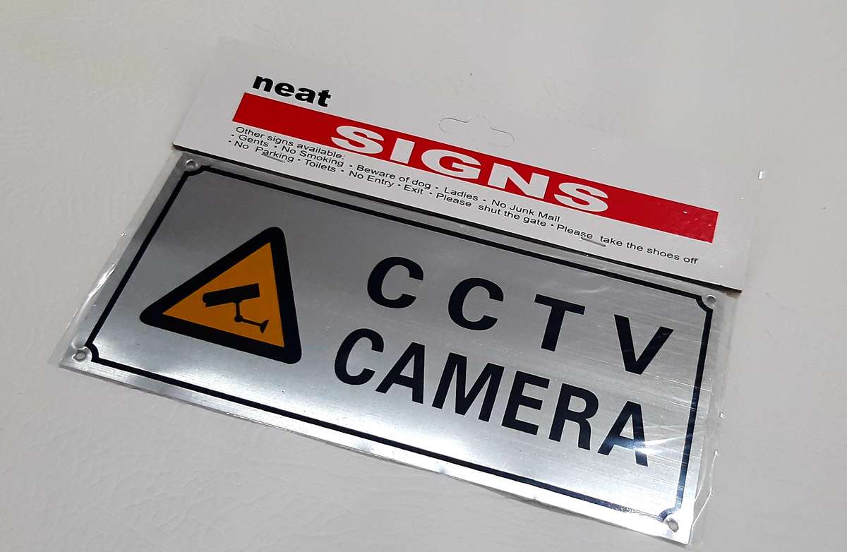 SET OF 5 PIECES ALUMINIUM CCTV CAMERA SIGN - 195MM X 90MM - DURABLE & WEATHER RESISTANT