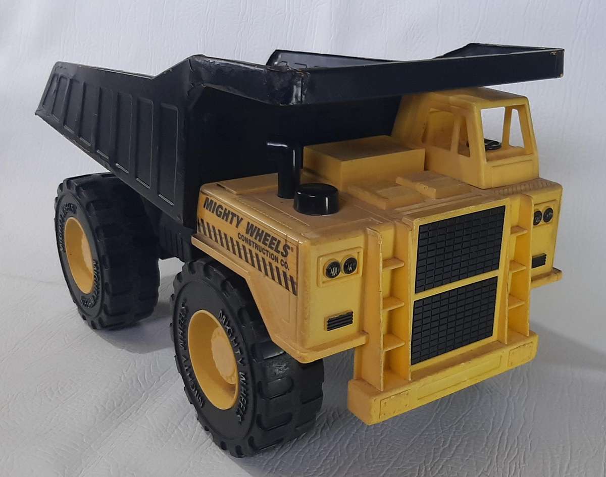 VINTAGE MIGHTY WHEELS CONSTRUCTION DUMP TRUCK - LARGE 40cm MODEL - HEAVY DUTY STEEL & PLASTIC