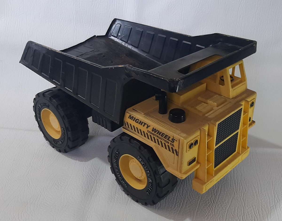 VINTAGE MIGHTY WHEELS CONSTRUCTION DUMP TRUCK - LARGE 40cm MODEL - HEAVY DUTY STEEL & PLASTIC