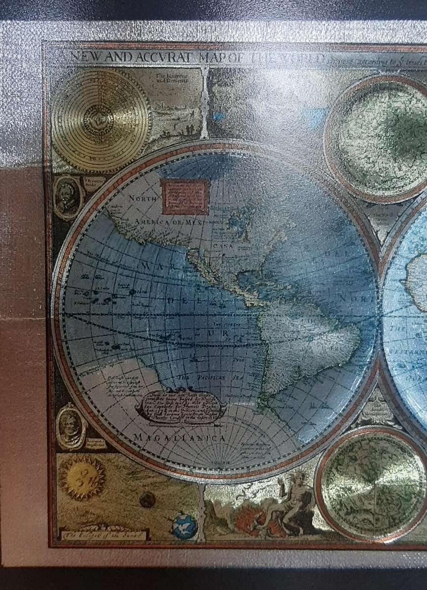 FRAMED ANTIQUE STYLE WORLD MAP - A NEW AND ACCVRAT MAP OF THE WORLD