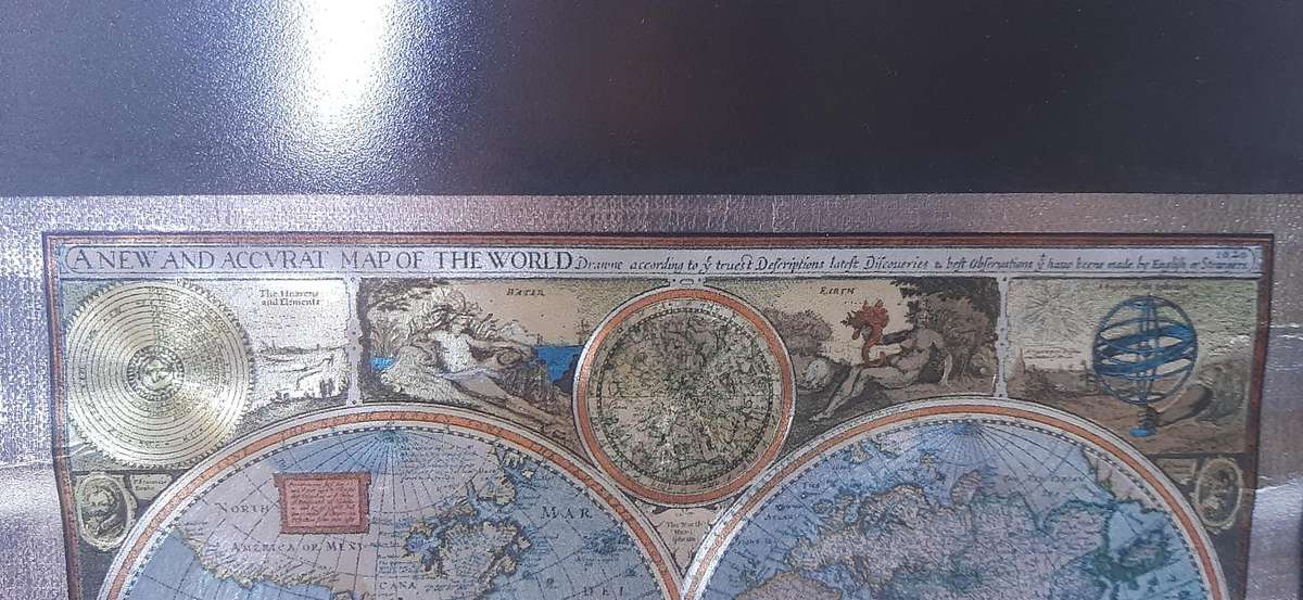 FRAMED ANTIQUE STYLE WORLD MAP - A NEW AND ACCVRAT MAP OF THE WORLD