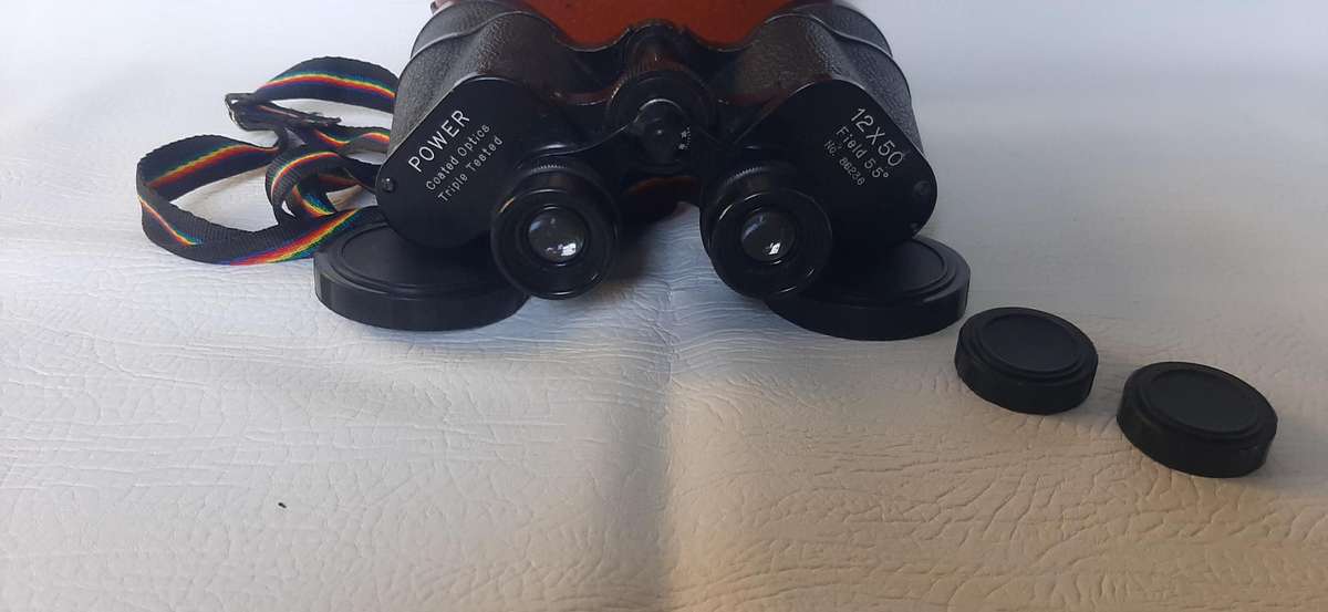 VINTAGE 12x50 BINOCULARS WITH LEATHER CASE - TRIPLE TESTED OPTICS