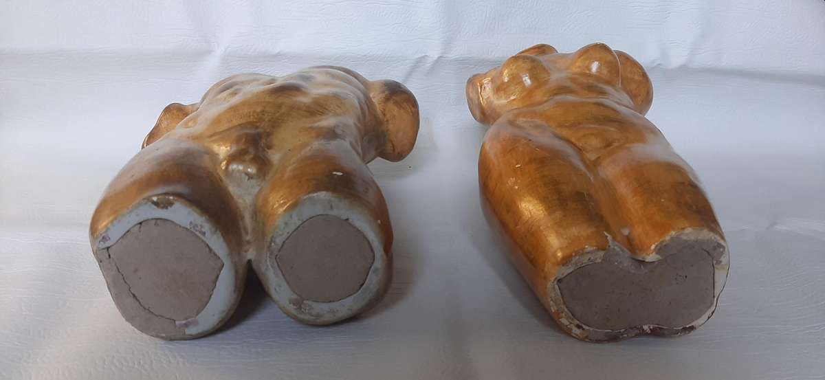 STRIKING PAIR OF HANDCRAFTED CERAMIC BUSTS - LARGE MALE & FEMALE FIGURES