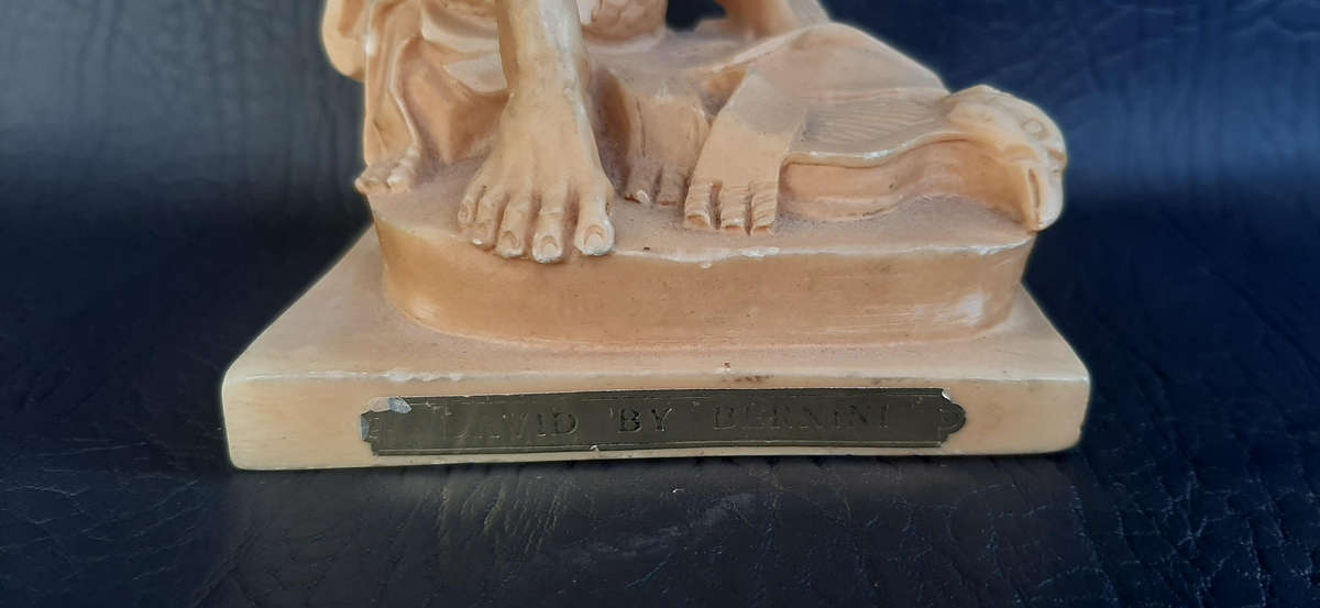 MAJESTIC 24cm IVORINE DAVID STATUE - HEROIC TRIUMPH IN CLASSICAL FORM