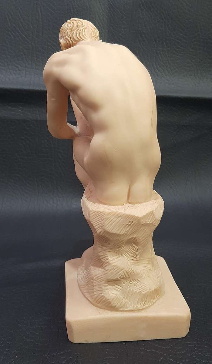IVORINE STATUE  NUDE MALE IN CONTEMPLATION | 18CM | EXCELLENT CONDITION