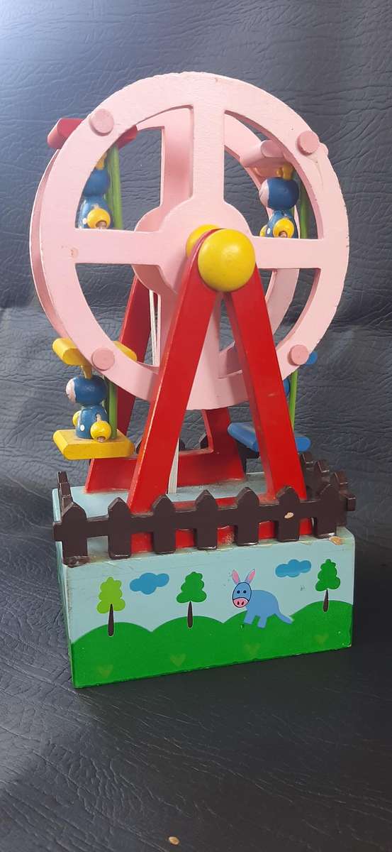 WHIRLS OF MEMORY  VINTAGE WOODEN FERRIS WHEEL MUSIC BOX (21.5 CM)