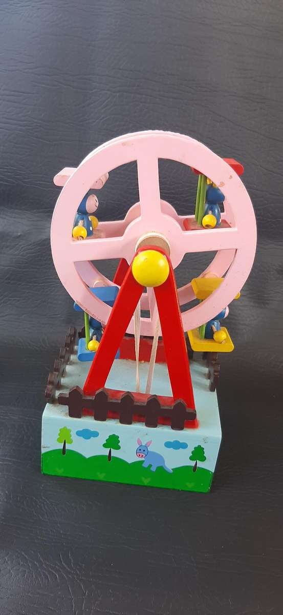 WHIRLS OF MEMORY  VINTAGE WOODEN FERRIS WHEEL MUSIC BOX (21.5 CM)