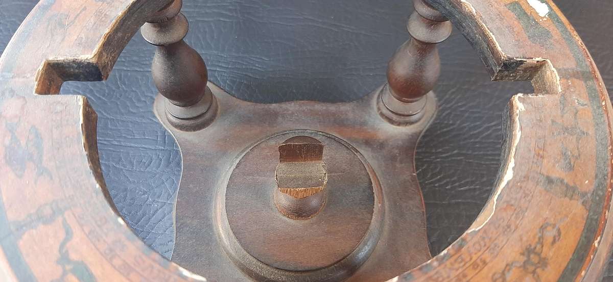 TRAVELLED TIME  VINTAGE WOODEN GLOBE & STAND (17 × 17 × 18 CM)