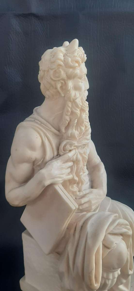MOSES THE LAWGIVER  A. SANTINI ITALIAN SCULPTURE WITH TABLET (34.5CM)