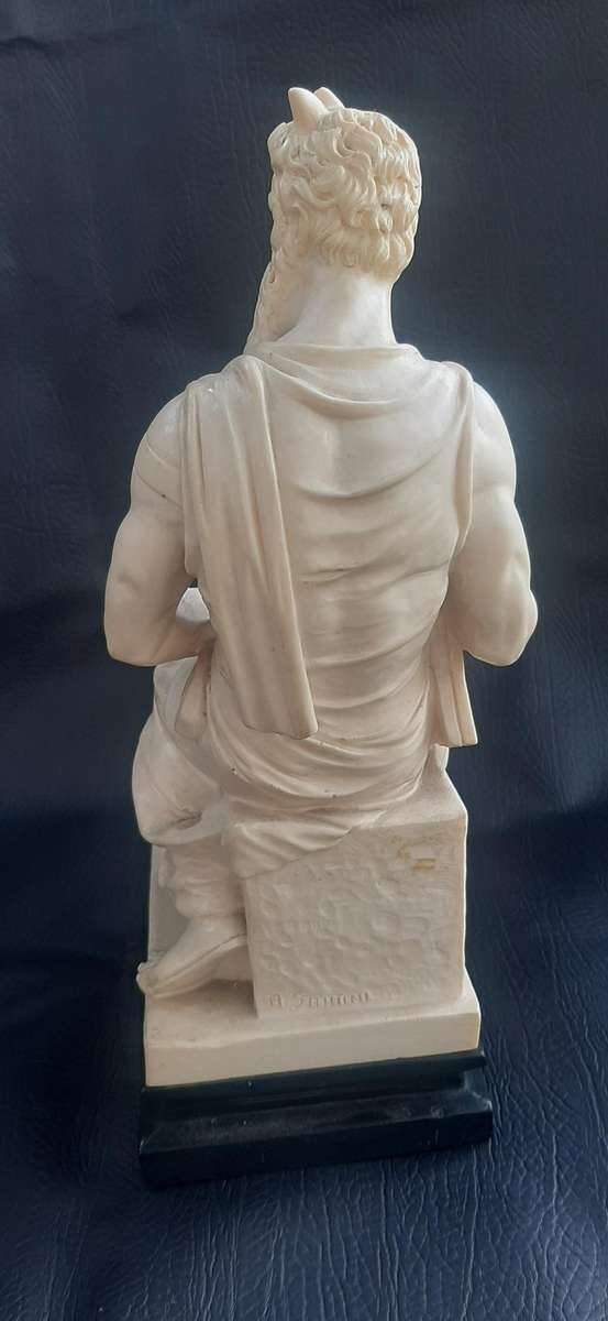 MOSES THE LAWGIVER  A. SANTINI ITALIAN SCULPTURE WITH TABLET (34.5CM)