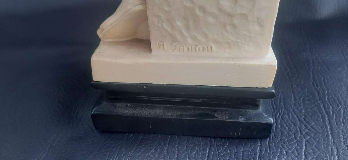 MOSES THE LAWGIVER  A. SANTINI ITALIAN SCULPTURE WITH TABLET (34.5CM)