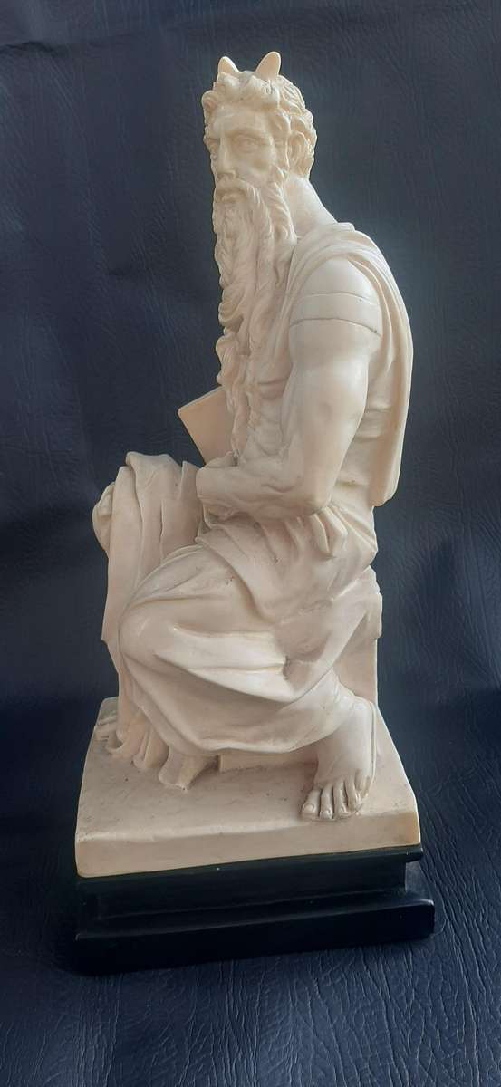 MOSES THE LAWGIVER  A. SANTINI ITALIAN SCULPTURE WITH TABLET (34.5CM)