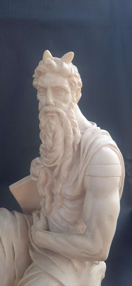 MOSES THE LAWGIVER  A. SANTINI ITALIAN SCULPTURE WITH TABLET (34.5CM)