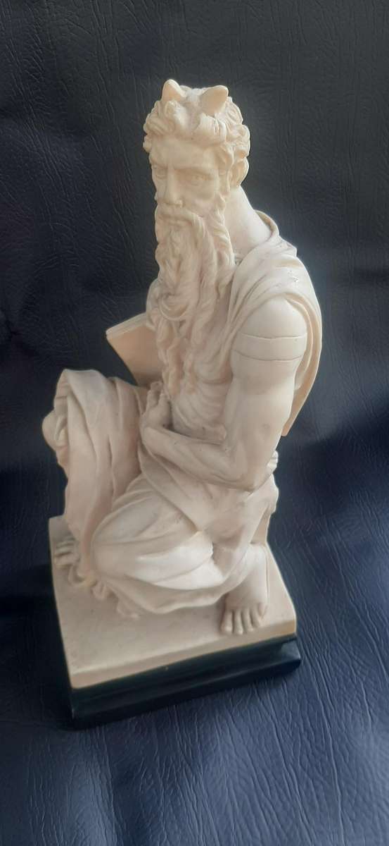 MOSES THE LAWGIVER  A. SANTINI ITALIAN SCULPTURE WITH TABLET (34.5CM)