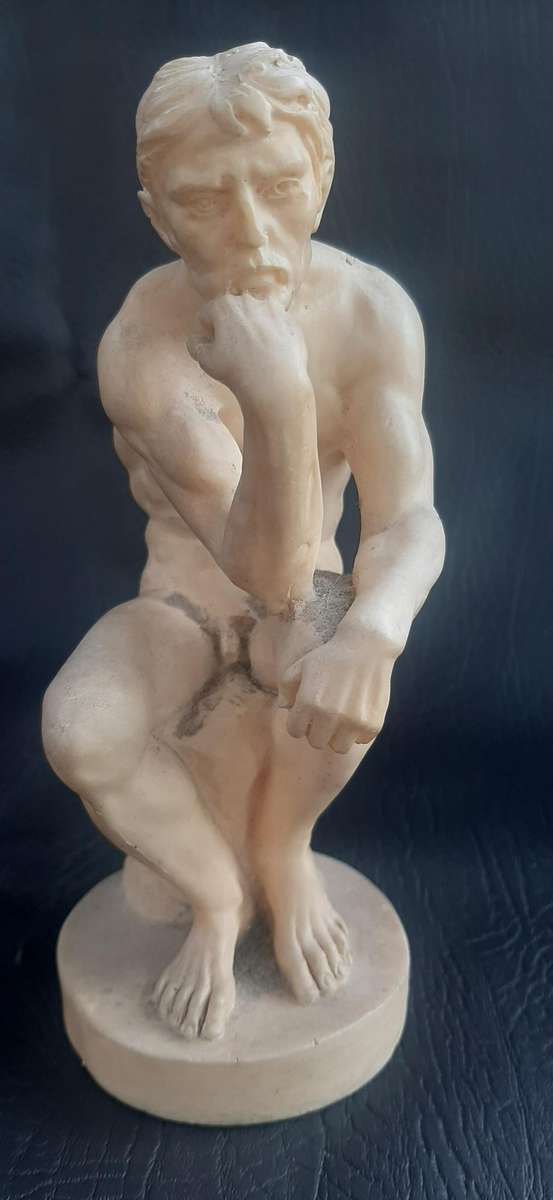 CONTEMPLATION IN IVORY  SANTINI IVORINE NUDE FIGURE FROM ITALY (16.5CM)