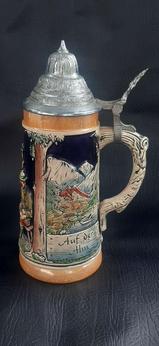 TRADITIONAL GERMAN BEER STEIN  DAS IST ES SCHÖN CERAMIC & PEWTER (GERMANY)