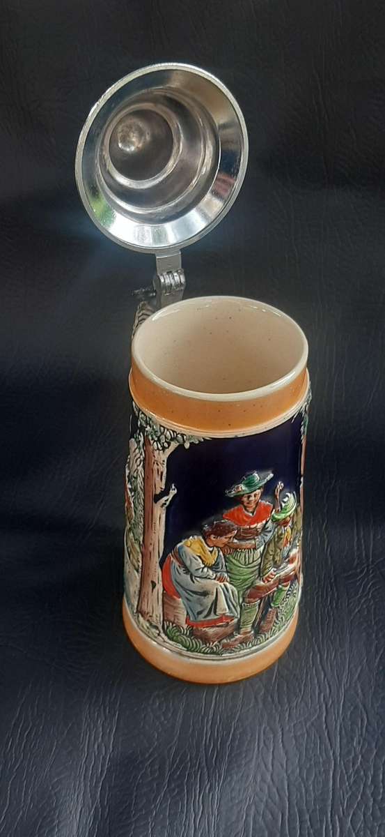 TRADITIONAL GERMAN BEER STEIN  DAS IST ES SCHÖN CERAMIC & PEWTER (GERMANY)