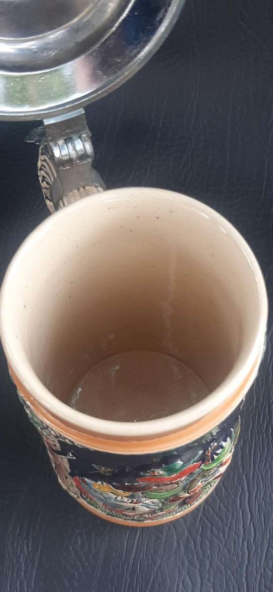 TRADITIONAL GERMAN BEER STEIN  DAS IST ES SCHÖN CERAMIC & PEWTER (GERMANY)