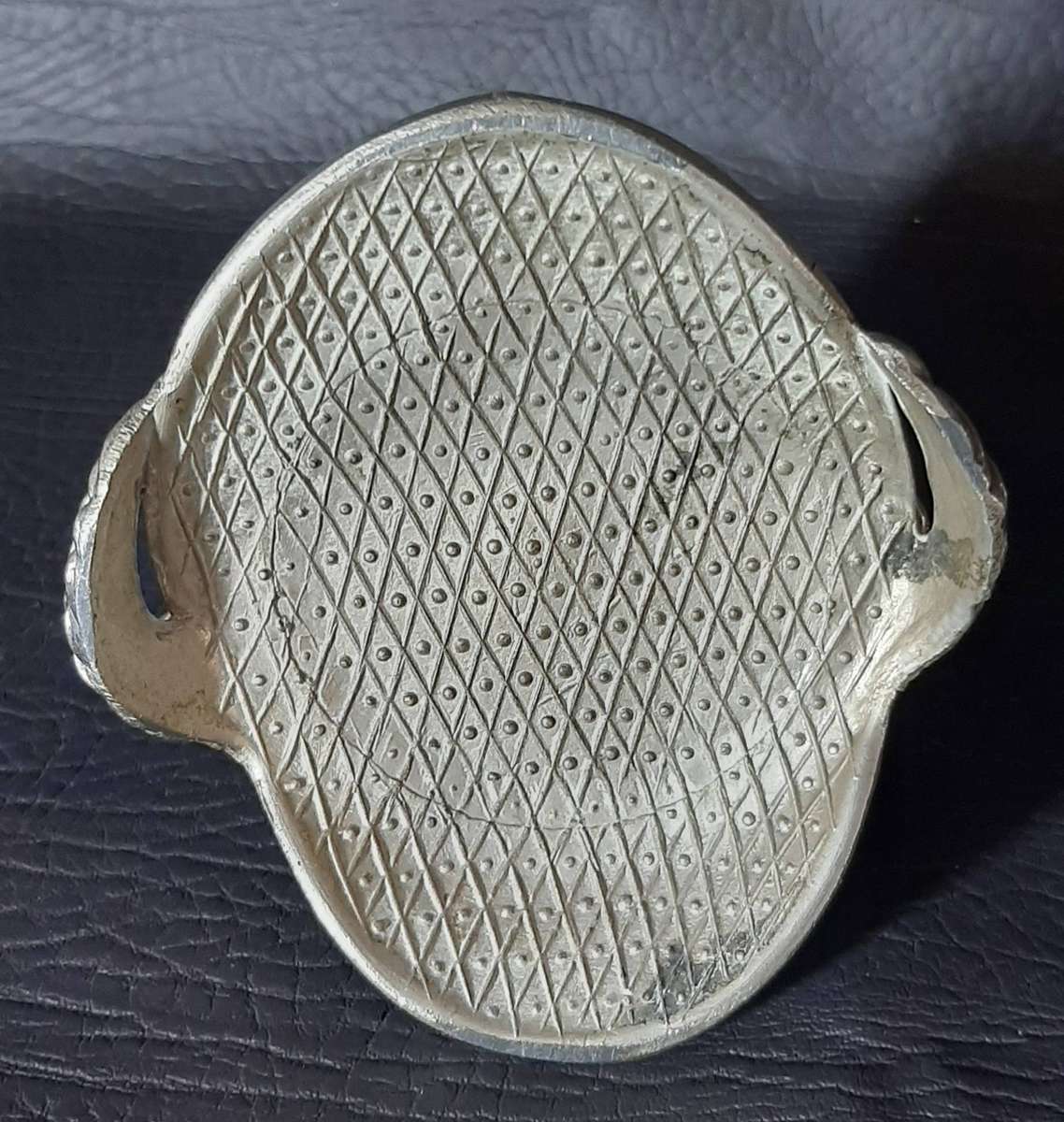 VINTAGE METAL HELMET INKWELL  CEREMONIAL STYLE WITH PORCELAIN INSERT