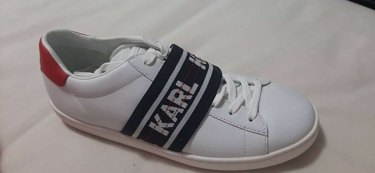Karl Lagerfeld White Strap Sneakers Size 5 Open Box