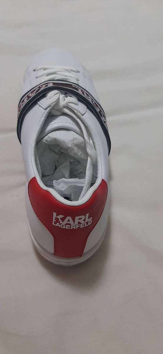 Karl Lagerfeld White Strap Sneakers Size 5 Open Box