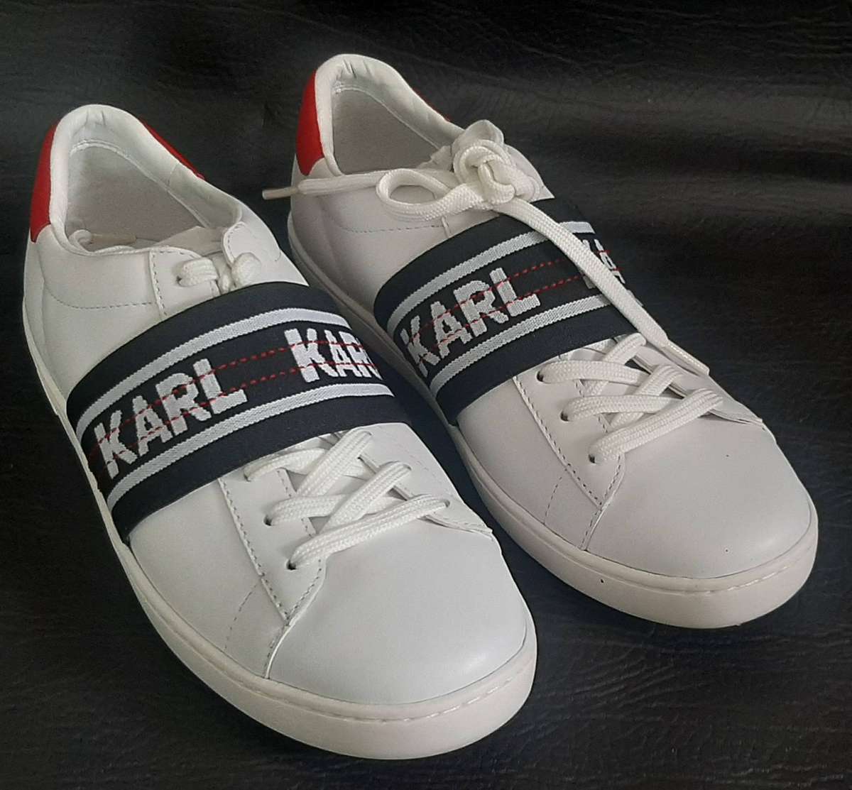 Karl Lagerfeld White Strap Sneakers Size 5 Open Box