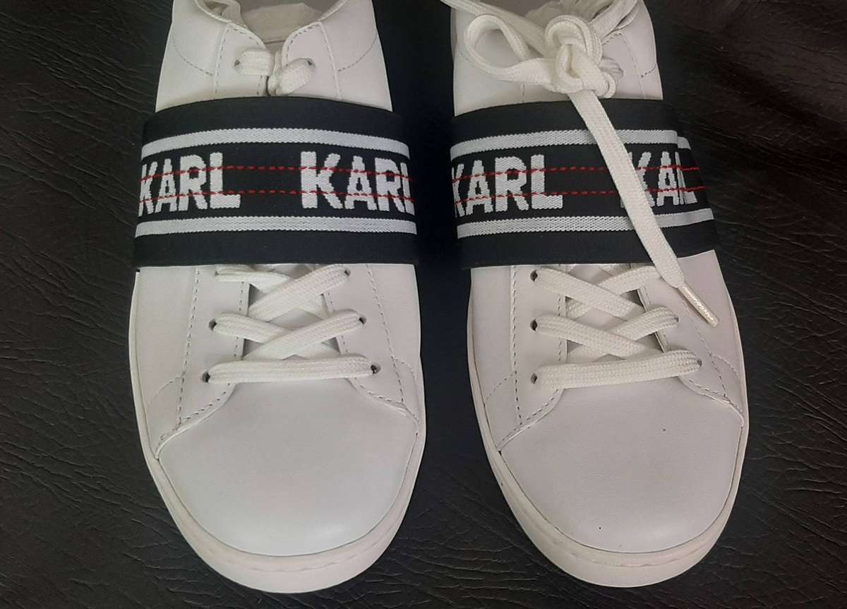Karl Lagerfeld White Strap Sneakers Size 5 Open Box