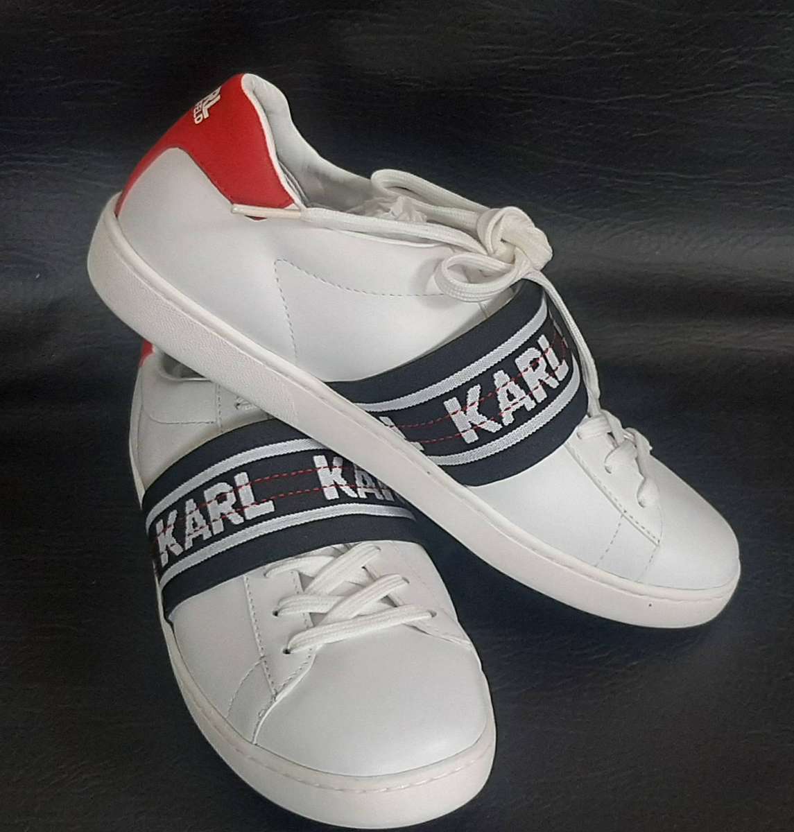 Karl Lagerfeld White Strap Sneakers Size 5 Open Box