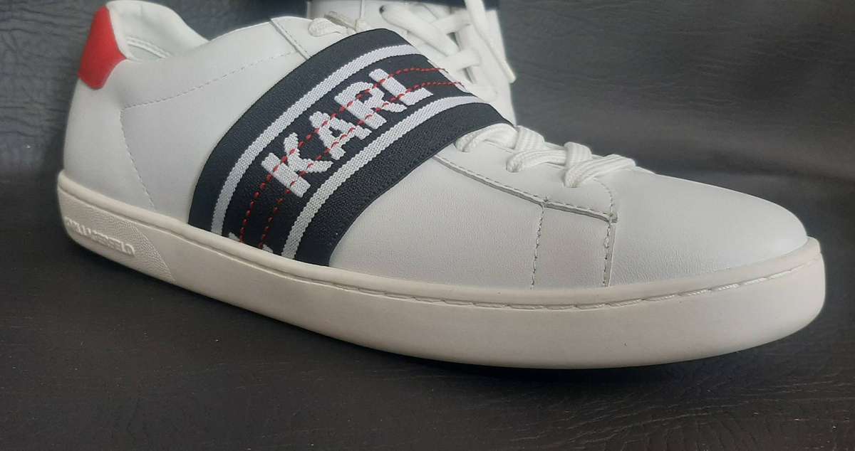 Karl Lagerfeld White Strap Sneakers Size 5 Open Box