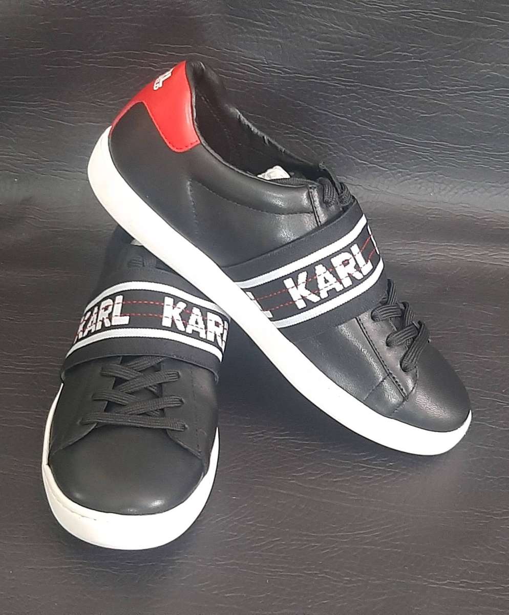 KARL LAGERFELD BLACK STRAP SNEAKERS  SIZE 5  BOLD, BRAND NEW