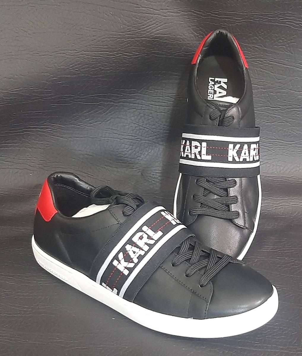 KARL LAGERFELD BLACK STRAP SNEAKERS  SIZE 5  BOLD, BRAND NEW