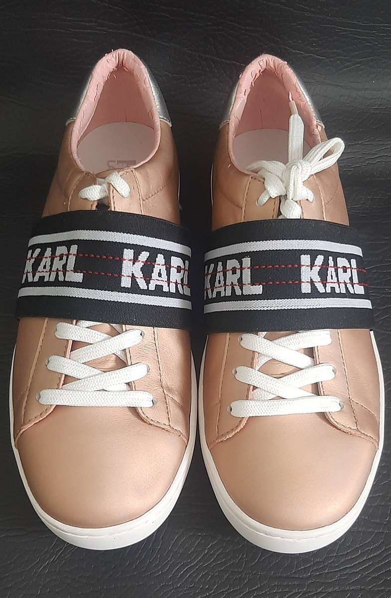 Karl Lagerfeld Metallic Rose Gold Sneakers Size 5 Open Box