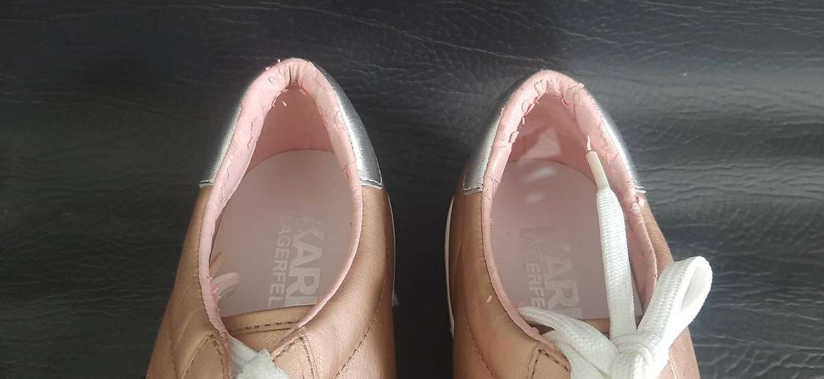 Karl Lagerfeld Metallic Rose Gold Sneakers Size 5 Open Box